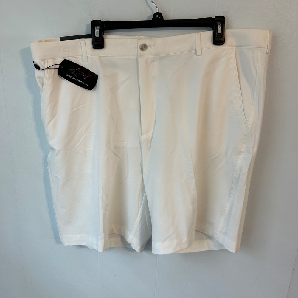 Greg Norman Mens White Performance Stretch Golf Shorts W42 NWT Scotchgard